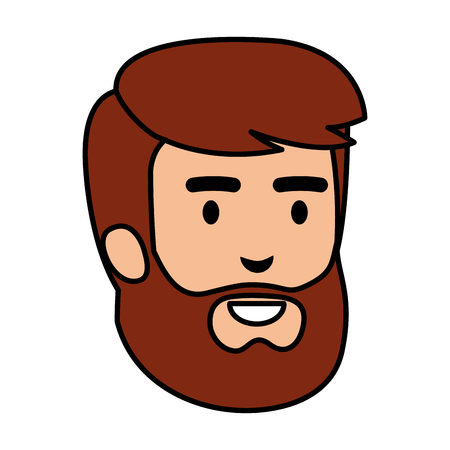 young man with beard head avatar character vector illustration designのイラスト素材