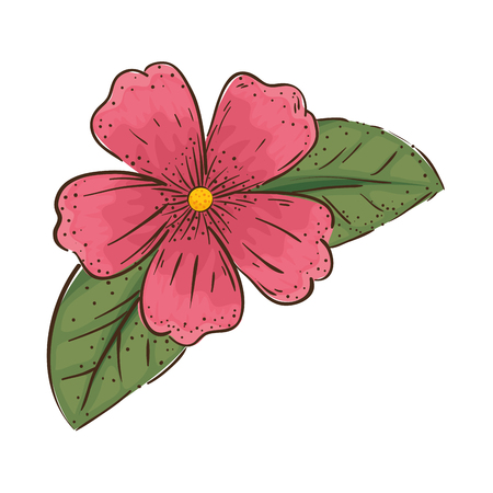 cute flower with leafs decorative vector illustration designのイラスト素材