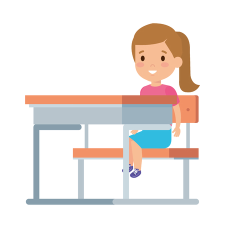 beautiful little schoolgirl in schoolchair vector illustration designのイラスト素材