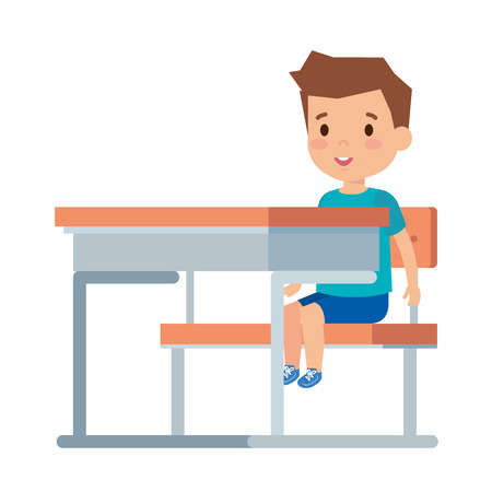 cute little boy sitting in schoolchair vector illustration designのイラスト素材