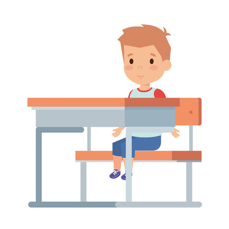 cute little boy sitting in schoolchair vector illustration designのイラスト素材