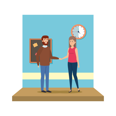 couple teachers in the classroom vector illustration designのイラスト素材