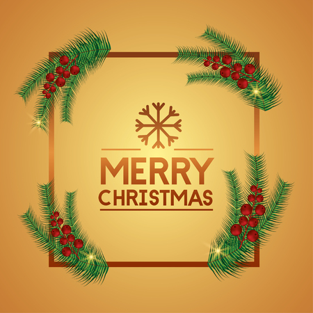 merry christmas red frame snowflake decoration vector illustrationのイラスト素材