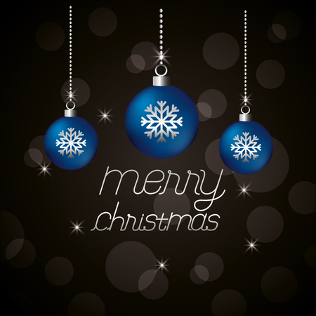 merry christmas blue balls snowflakes bubbles background vector illustrationのイラスト素材