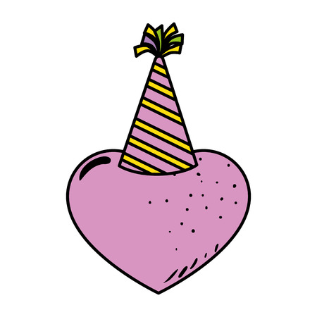 heart love with party hat vector illustration designのイラスト素材