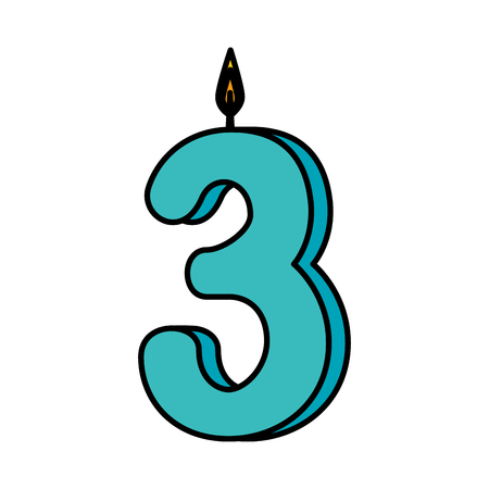 candle birthday number three vector illustration designのイラスト素材