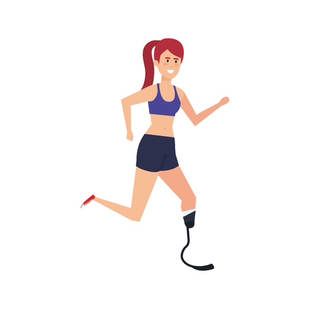 woman with foot prosthesis vector illustration designのイラスト素材