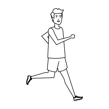 athletic man running character vector illustration designのイラスト素材
