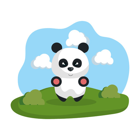 cute bear panda in the camp vector illustration designのイラスト素材