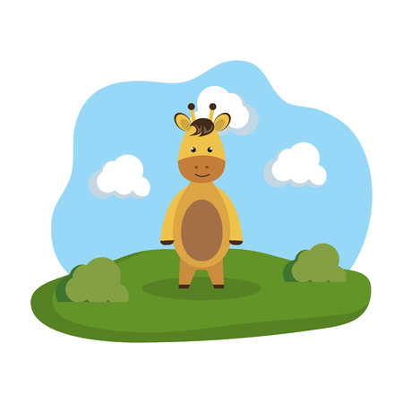 cute giraffe in the camp vector illustration designのイラスト素材