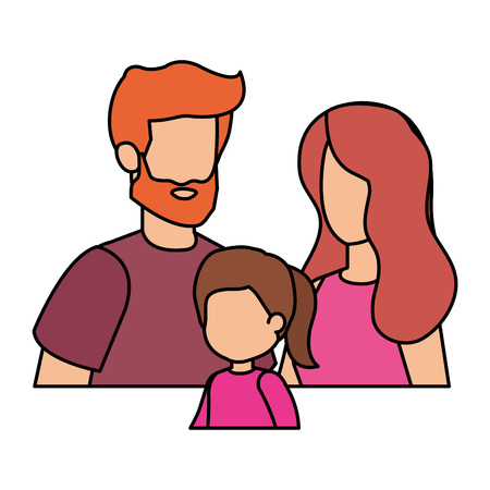 parents couple with daughter characters vector illustration designのイラスト素材
