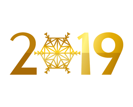 golden time clock and 2019 number vector illustration designのイラスト素材