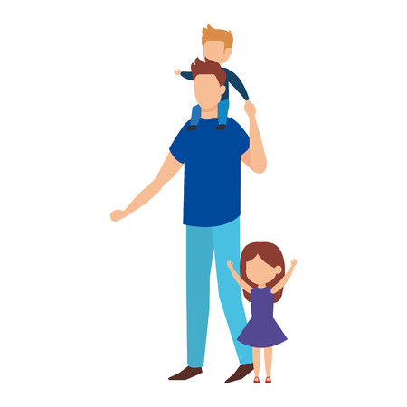 father with son and daughter characters vector illustration designのイラスト素材