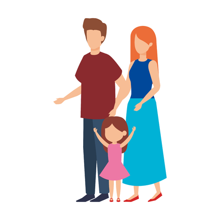 parents couple with daughter characters vector illustration designのイラスト素材