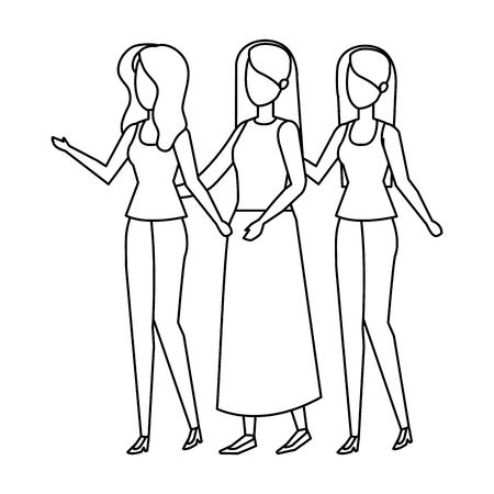 group of women characters vector illustration designのイラスト素材