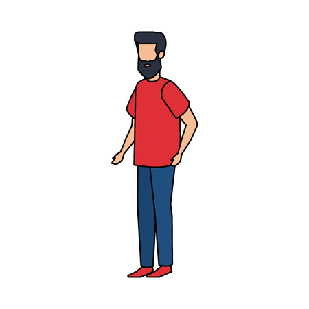 young man with beard avatar character vector illustration designのイラスト素材