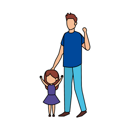 father with daughter characters vector illustration designのイラスト素材