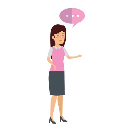 elegant businesswoman with speech bubble vector illustration designのイラスト素材