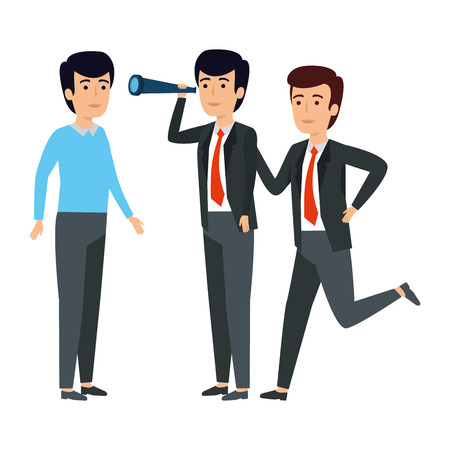 group of businessmen with telescope vector illustration designのイラスト素材