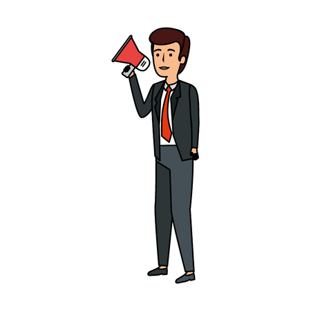 elegant businessman with megaphone vector illustration designのイラスト素材