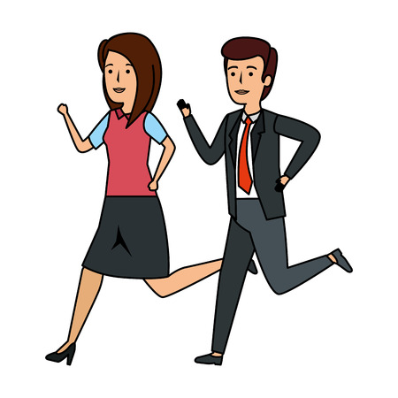 elegant business couple running character vector illustration designのイラスト素材