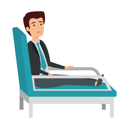 businessman sitting in psychiatrist chair vector illustration designのイラスト素材