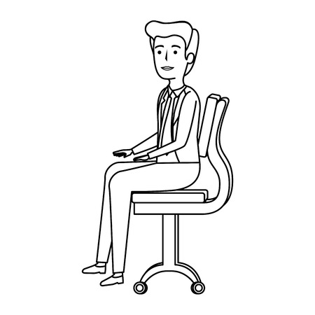 elegant businessman sitting in the chair vector illustration designの販売画像