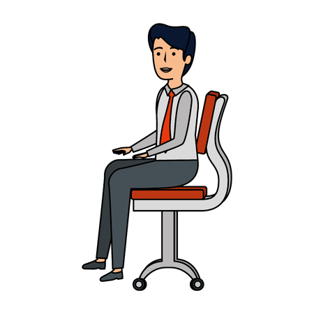 elegant businessman sitting in the chair vector illustration designのイラスト素材