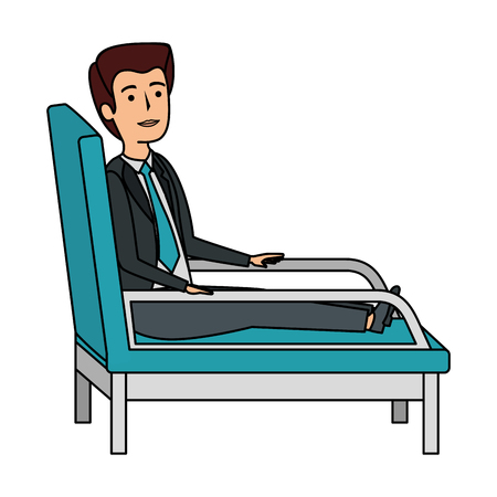 businessman sitting in psychiatrist chair vector illustration designのイラスト素材