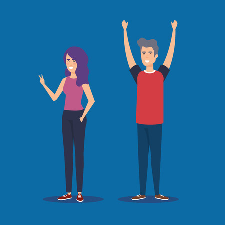 couple avatar characters icons vector illustration designのイラスト素材