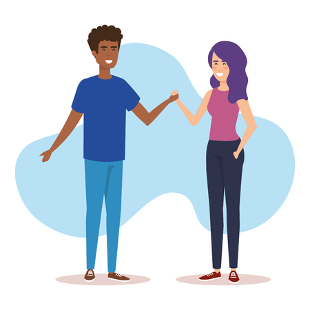 couple avatar characters icons vector illustration designのイラスト素材