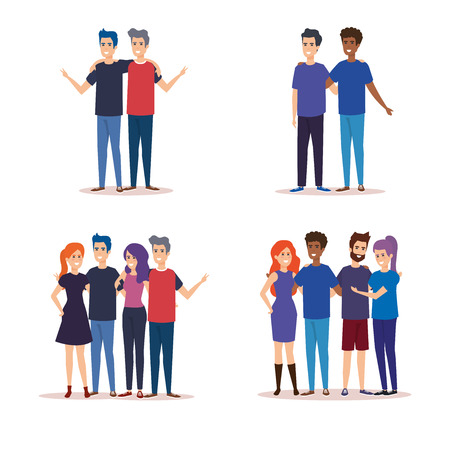 group of people characters vector illustration designのイラスト素材
