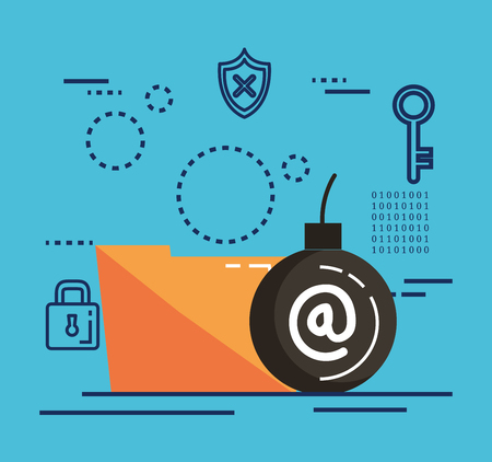 data center security with folder vector illustration designのイラスト素材