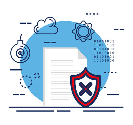 data center security with document vector illustration designのイラスト素材