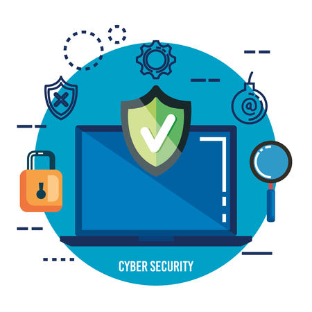 data center security with laptop vector illustration designのイラスト素材