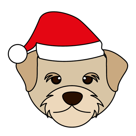 cute face dog with hat merry christmas vector illustrationのイラスト素材