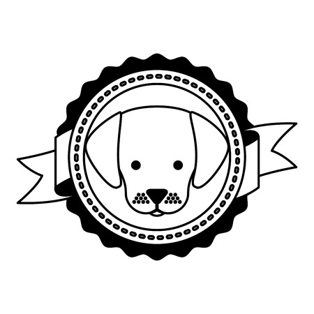 pet dog emblem ribbon label vector illustrationのイラスト素材