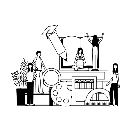 students books and education supplies school vector illustrationのイラスト素材