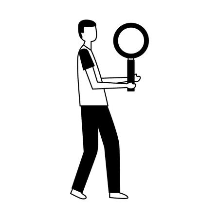 man holding magnifying glass education vector illustrationのイラスト素材