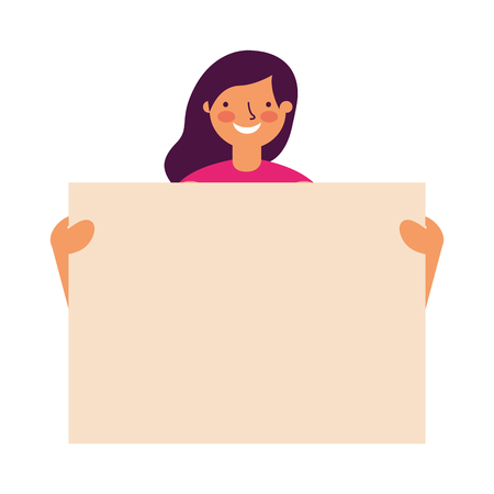 woman portrait with blank banner vector illustrationのイラスト素材