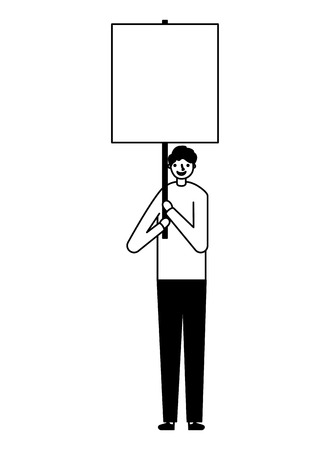 man smile holding empty banner vector illustrationのイラスト素材