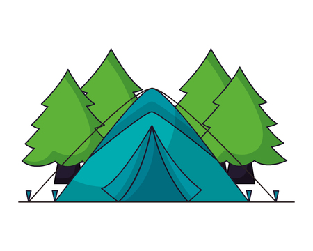 tent and forest trees camping summer vector illustrationのイラスト素材
