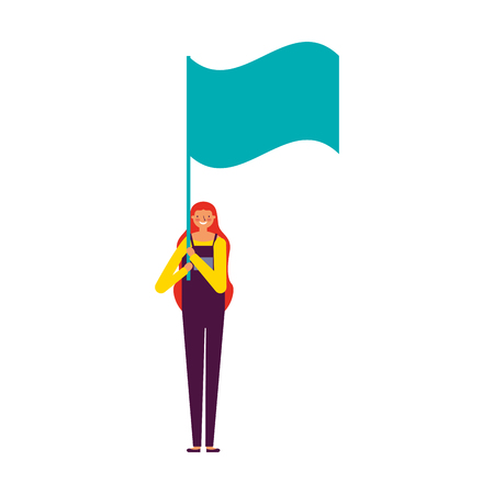 woman holding flag on white background vector illustrationのイラスト素材