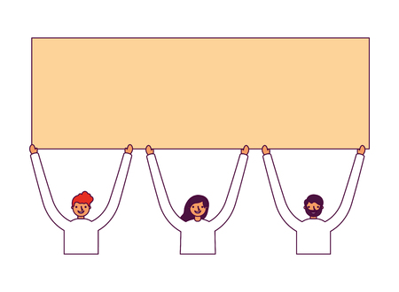 people holding banner on white background vector illustrationのイラスト素材