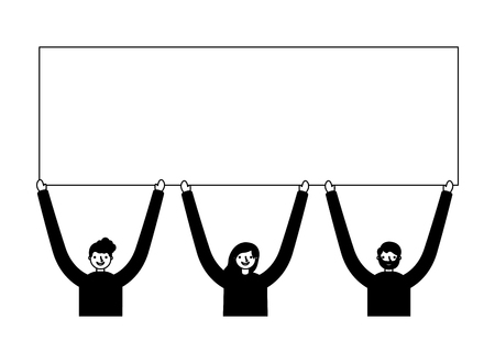 people holding banner on white background vector illustrationのイラスト素材
