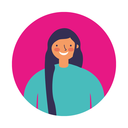 smiling woman round portrait character vector illustrationのイラスト素材
