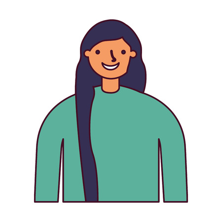 portrait woman character white background vector illustrationのイラスト素材