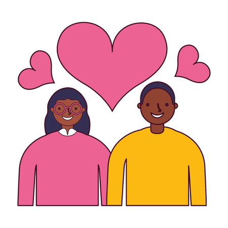 couple in love romantic hearts vector illustrationのイラスト素材