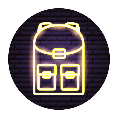 backpack accessory neon brick wall vector illustrationのイラスト素材