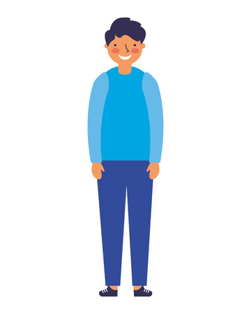 young boy standing on white background vector illustrationのイラスト素材